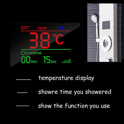 Teruma Hydro-Lux LED Shower Tower - Thermostatic with Body Jets Brushed Nickel Edition