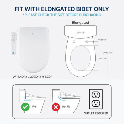 Teruma N-Series Smart Bidet Seat - Elongated with Side Command & Heated Dryer
